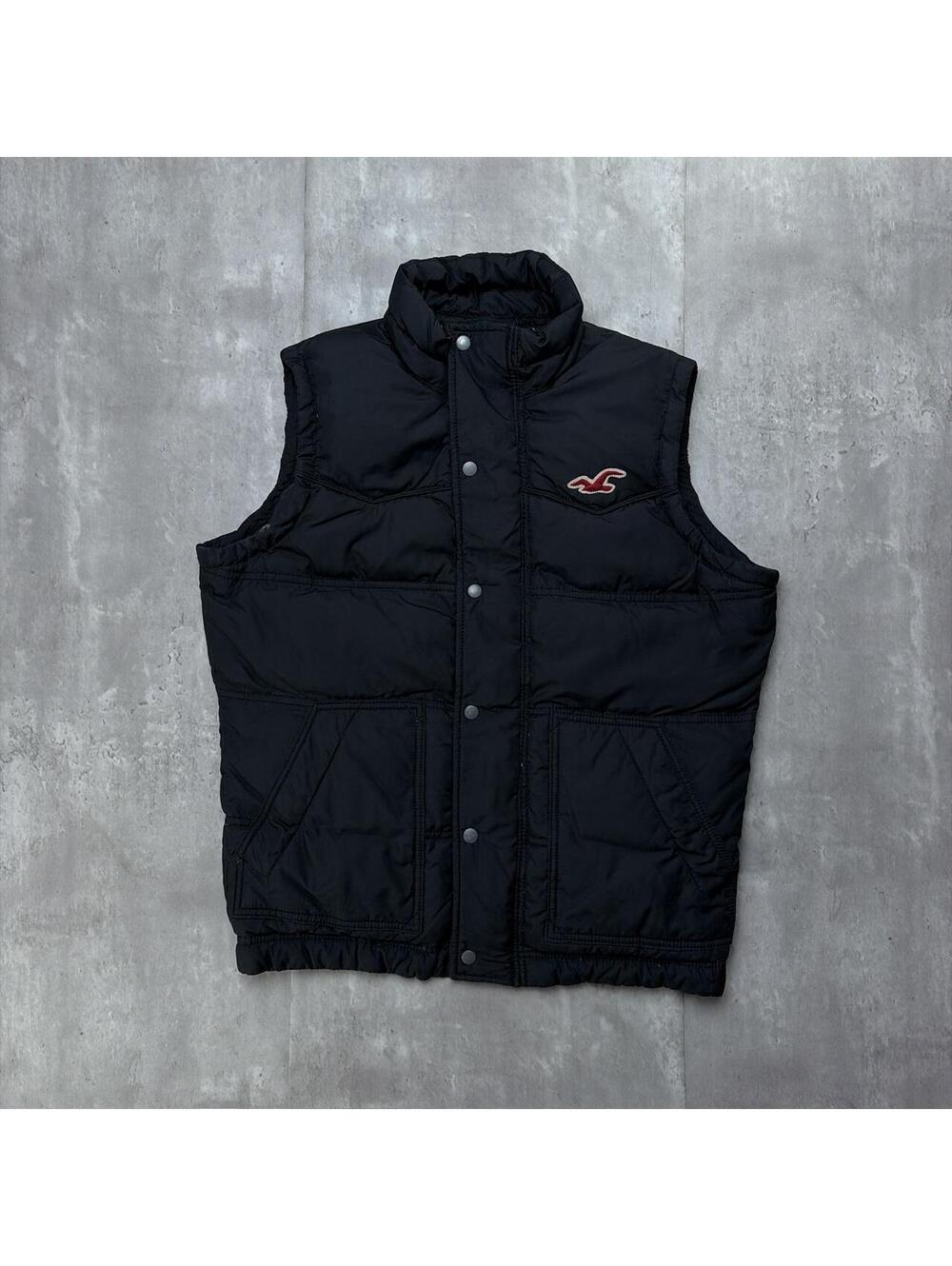 Y2K Black Hollister Surf Grunge Puffer Vest